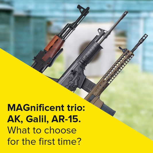 Comparative image showcasing AK47 vs AR15 vs Galil for beginner marksmen selection