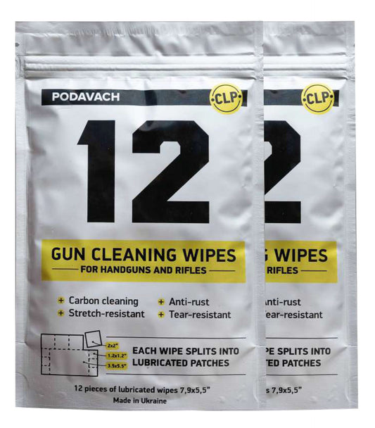 Podavach Gun Cleaning Wipes package containing the best gun cleaning wipes for handguns and rifles