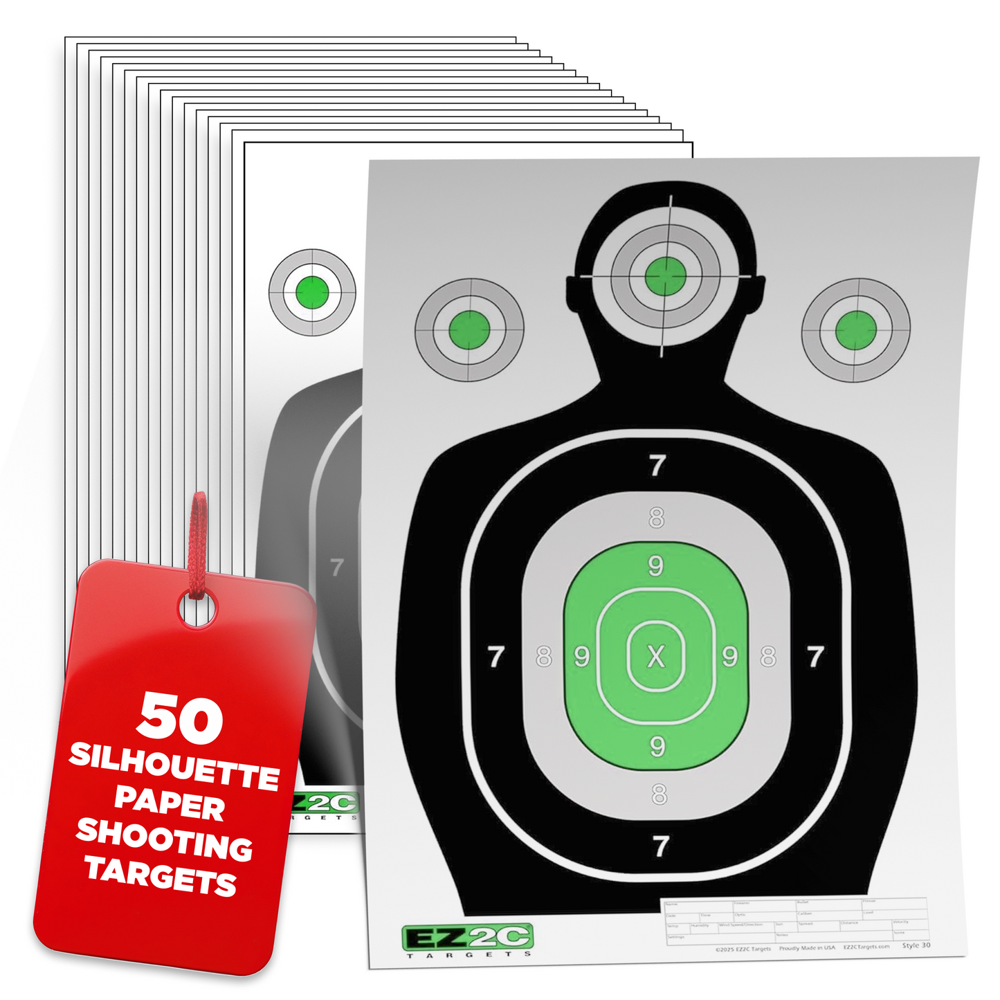 EZ2C RD11 Silhouette 12"x18" Paper Shooting Target Made in USA
