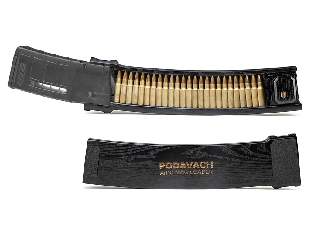 Podavach hardwood U-LOADER for AR10 magazine speed loader with ergonomic design