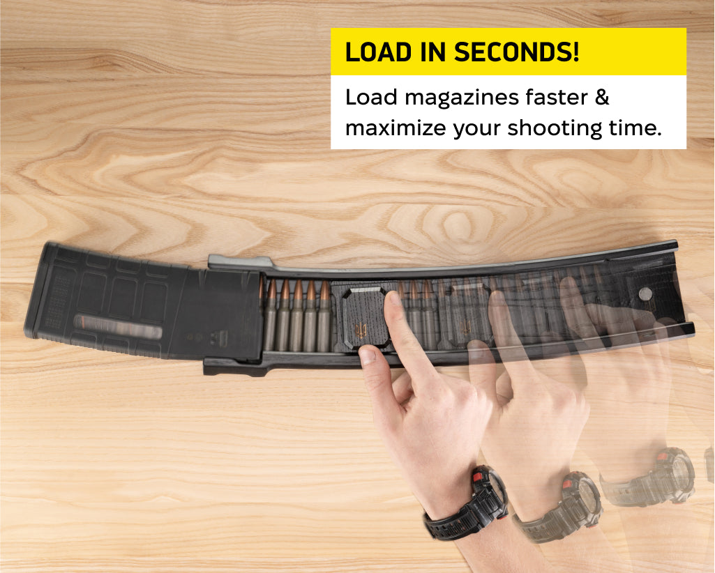 Podavach U-LOADER for AR10 magazine speed loader to quickly load magazines and maximize shooting time