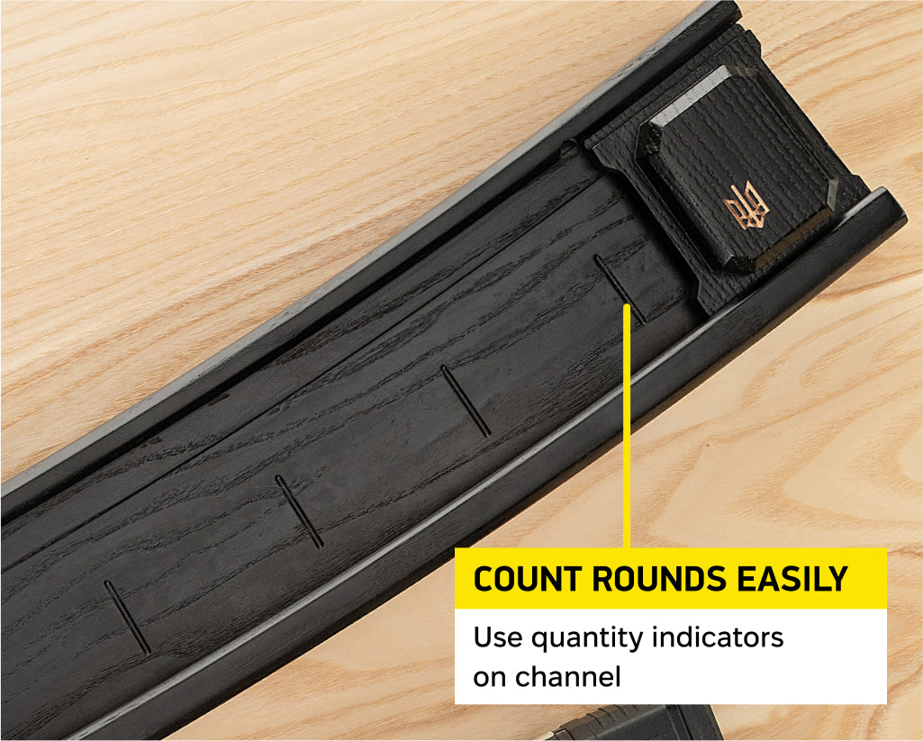 Podavach Hardwood U-LOADER for AR10 magazine speed loader with easy round counting indicators