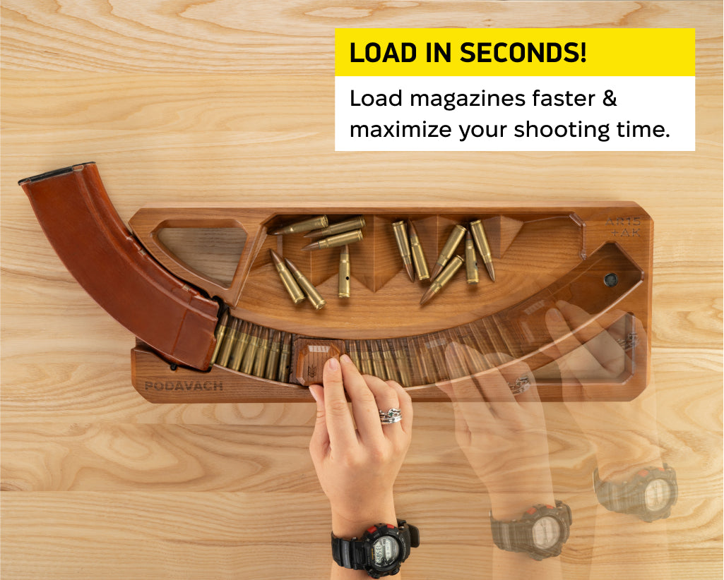 Podavach hardwood magazine loader for universal gun magazine loader, enhancing loading speed and efficiency