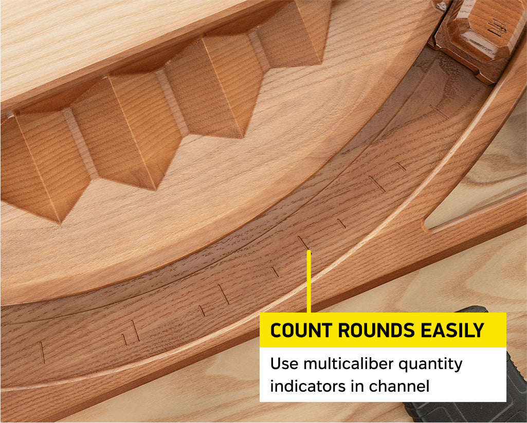 Podavach Hardwood Universal Gun Magazine Loader with multicaliber quantity indicators for easy round counting