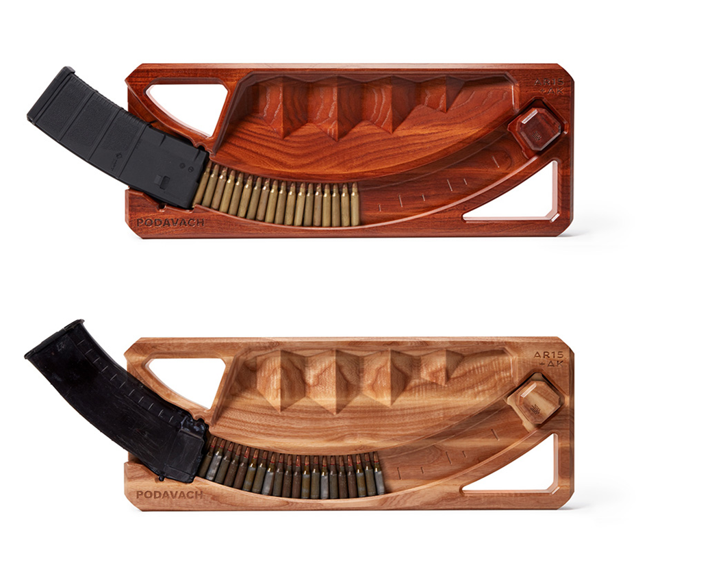 Podavach Hardwood Magazine Loaders in two colors for efficient use of universal gun magazine loader