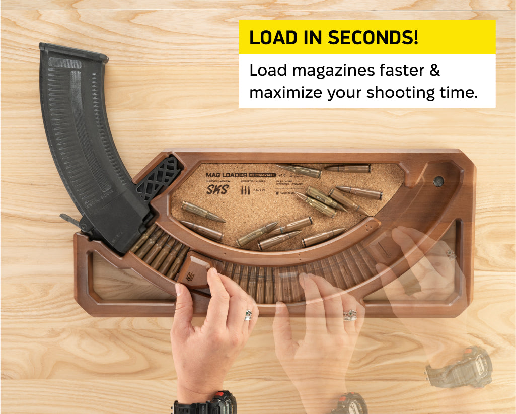 Podavach Hardwood SKS magazine speed loader for fast and efficient magazine loading