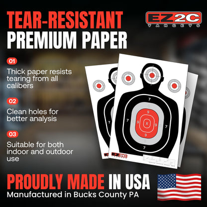 50 EZ2C 12"x18" Silhouette Shooting Paper Target USA MADE Premium Targets for Range (Peel-Off Pad 50)