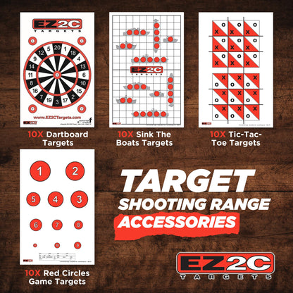 40 EZ2C Targets: Four Fun Game Styles Paper Targets 11"x17" USA MADE