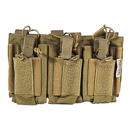 MUCTAC Kangaroo Triple Mag Pouch MOLLE 5.56 & 9mm 1000D Nylon Ranger Green