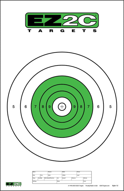 25yd Target 25 EZ2C Targets #12: Green B-16 B16 25-Yard Slow Fire Pistol Paper Tar