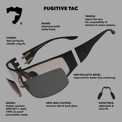 Fugitive TAC — Brushed GunMetal / Polarized Lenses (ANSI Z87.1)