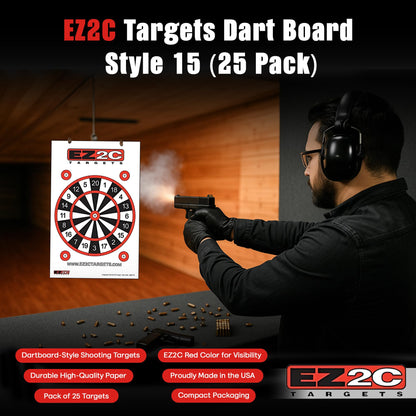 EZ2C Targets #15: Dartboard Paper Shooting Target 11"x17" USA Made