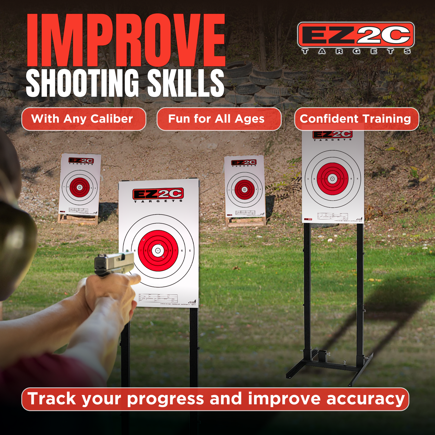 125 EZ2C Targets Instructors Favorites 5 Styles Paper Targets Bundle 11"x17" USA Made