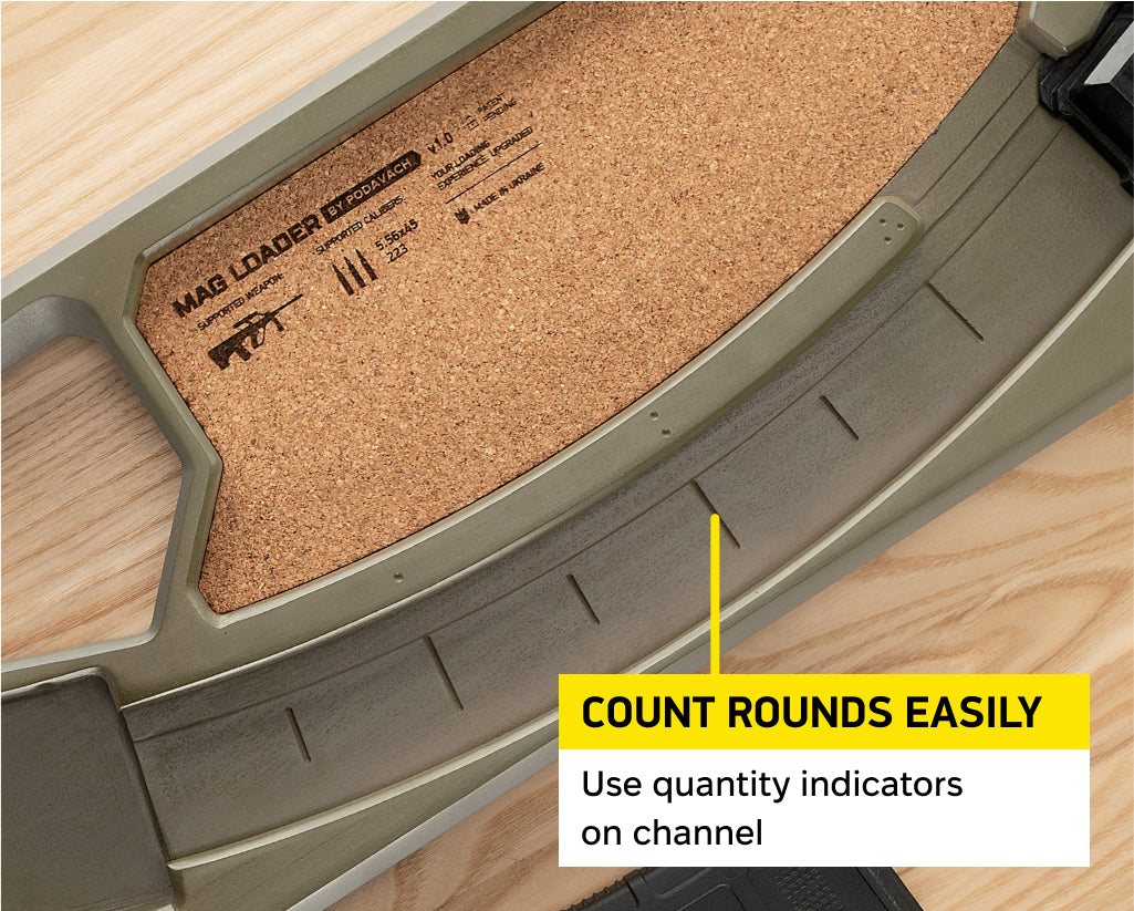 Podavach Hardwood Steyr AUG magazine loader with easy count rounds indicators on the channel