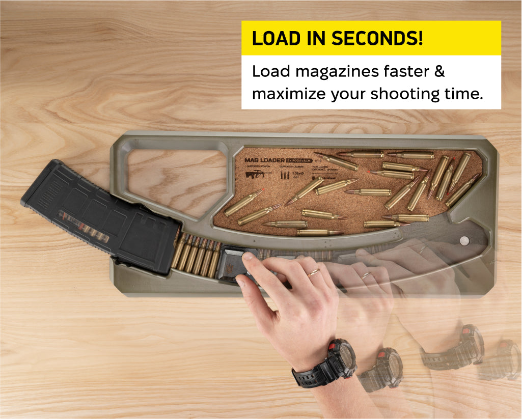Steyr AUG magazine loader for faster loading and maximizing shooting time with ergonomic design