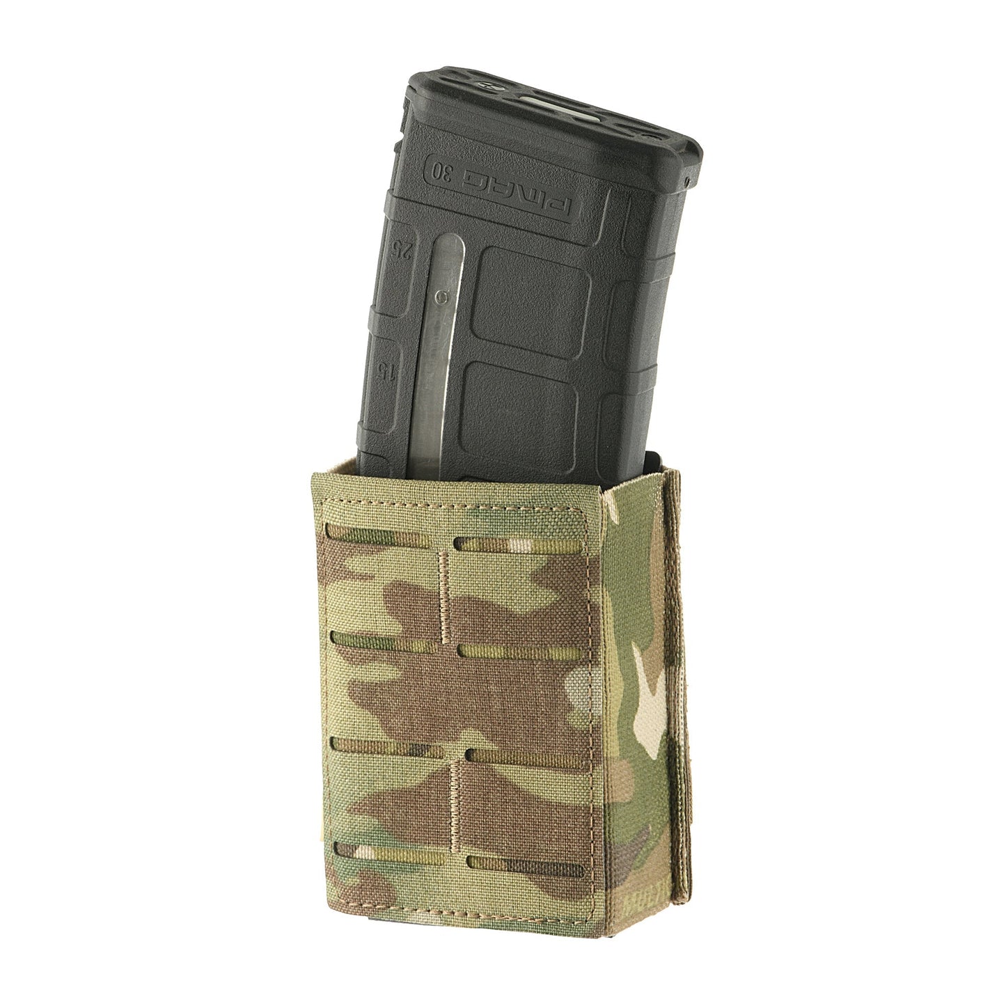 M-Tac elastic laser-cut mag pouch (Multicam) with rifle magazine — Perfect Belt bundle