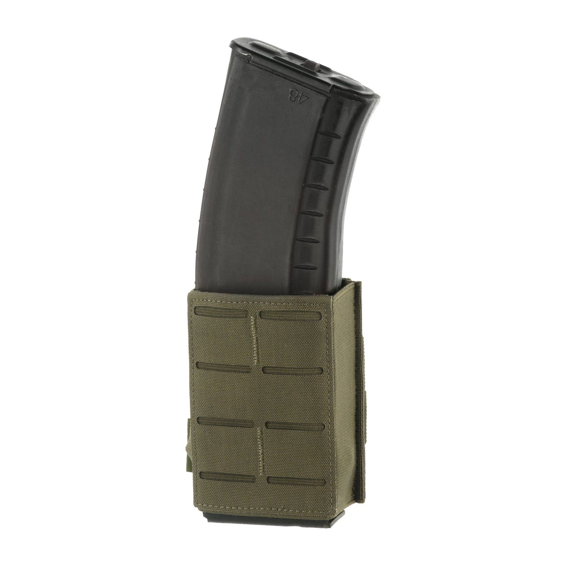 M-Tac elastic laser-cut mag pouch (Ranger Green) with rifle magazine — Perfect Belt bundle