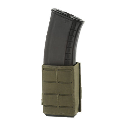 M-Tac elastic laser-cut mag pouch (Ranger Green) with rifle magazine — Perfect Belt bundle
