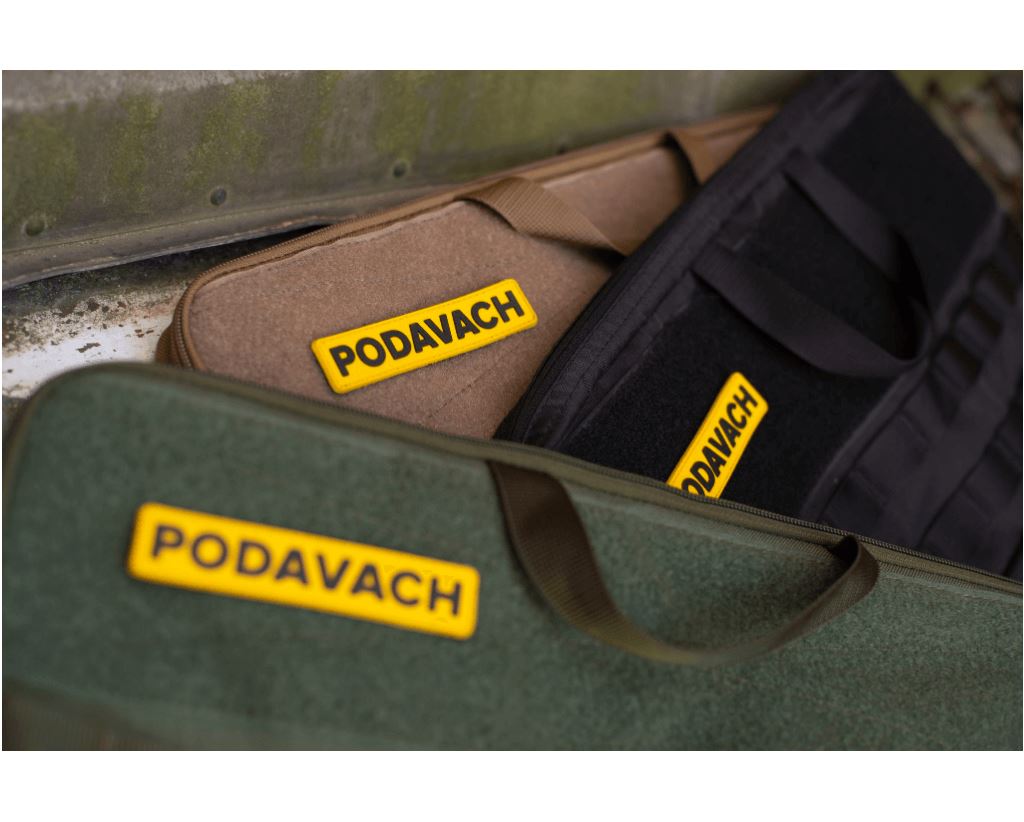 Podavach premium bench loader carrying case in green, black, and tan for easy transport and storage